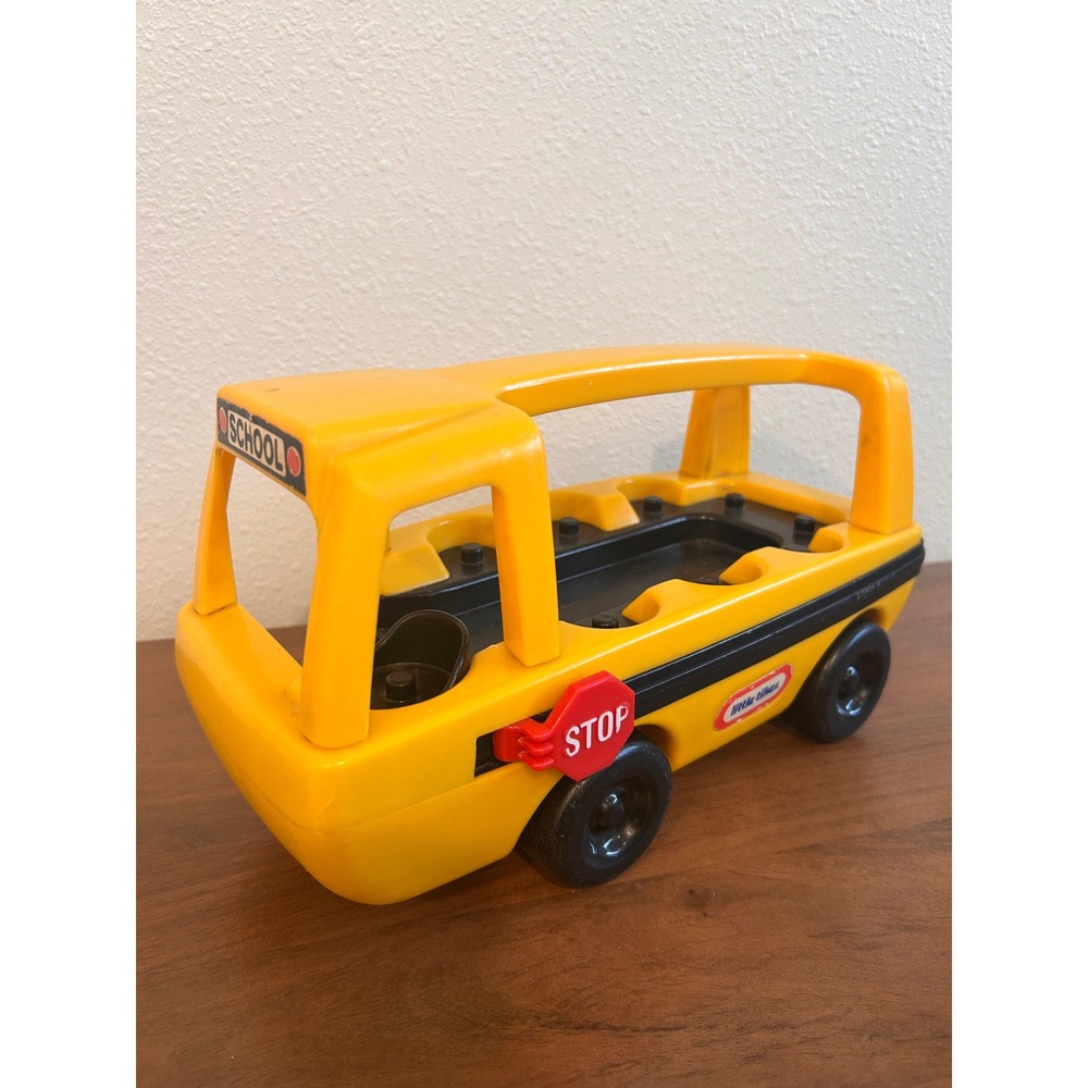 Vintage 1980s Little Tikes Yellow‎ School Bus Toy with Movable Stop Sign
